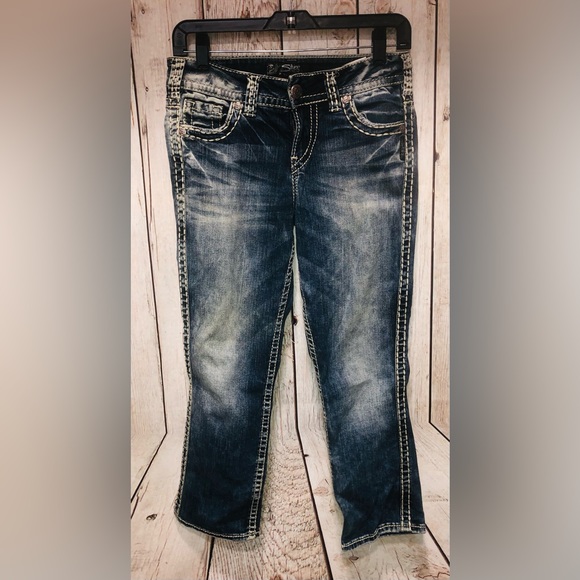 Silver Jeans Co. Sumo Mid Capri Denim Jeans Women’s Size W27 L22 1/2. - Picture 2 of 7